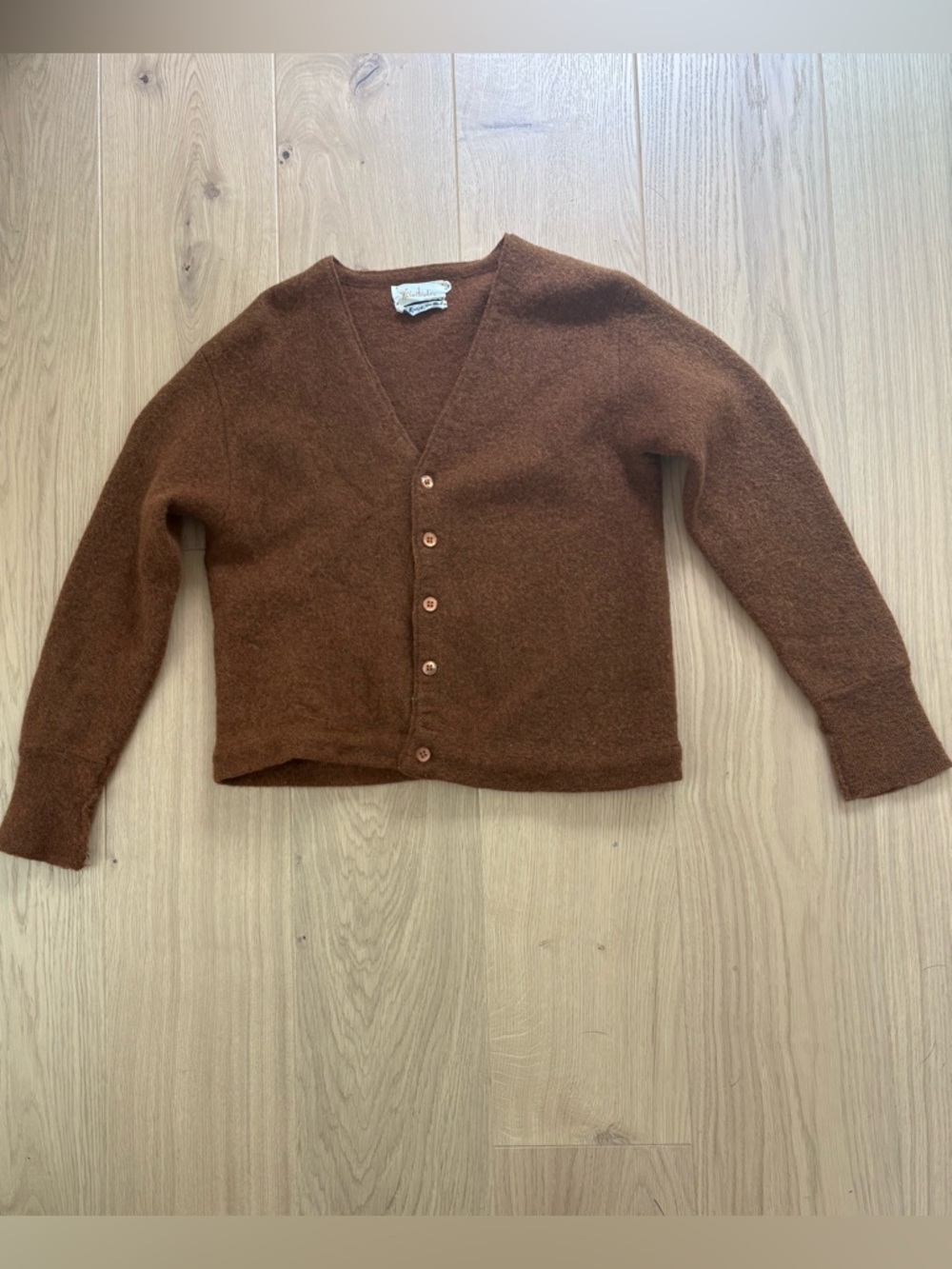 Vintage 70s brown cardigan 50% Alpaca 50% Wool
